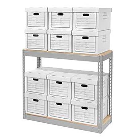 Record Storage With Boxes 42W X 15D X 36H, Gray